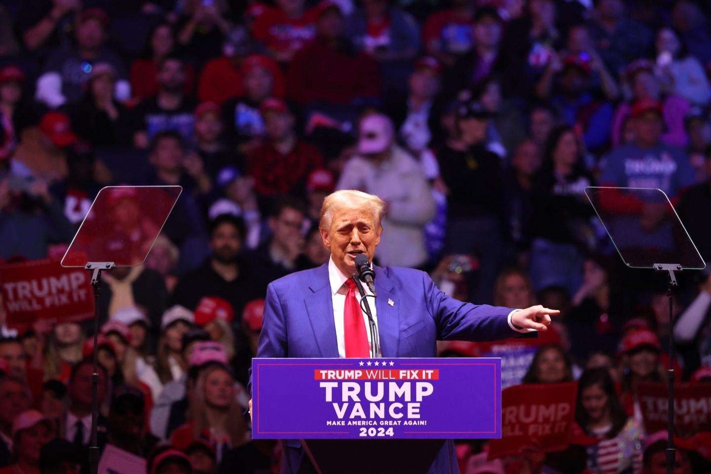 Former President Donald Trump speaks at a rally at Madison Square Garden