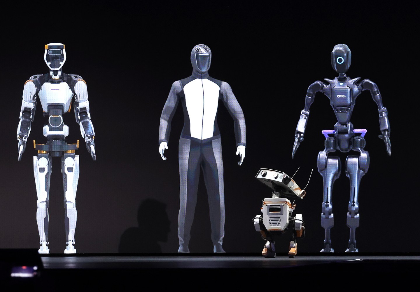 A robot appears on stage at the Nvidia GTC Artificial Intelligence Conference in March 2024.