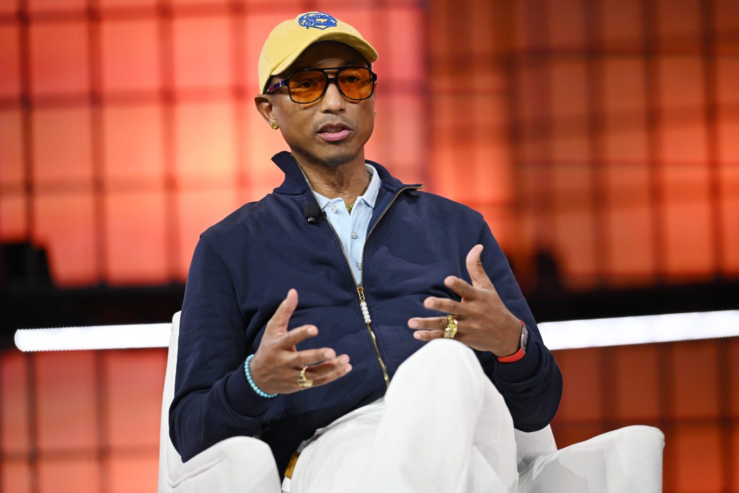 Pharrell Williams, Artist and Entrepreneur, on Centre Stage during the opening night of Web Summit 2024