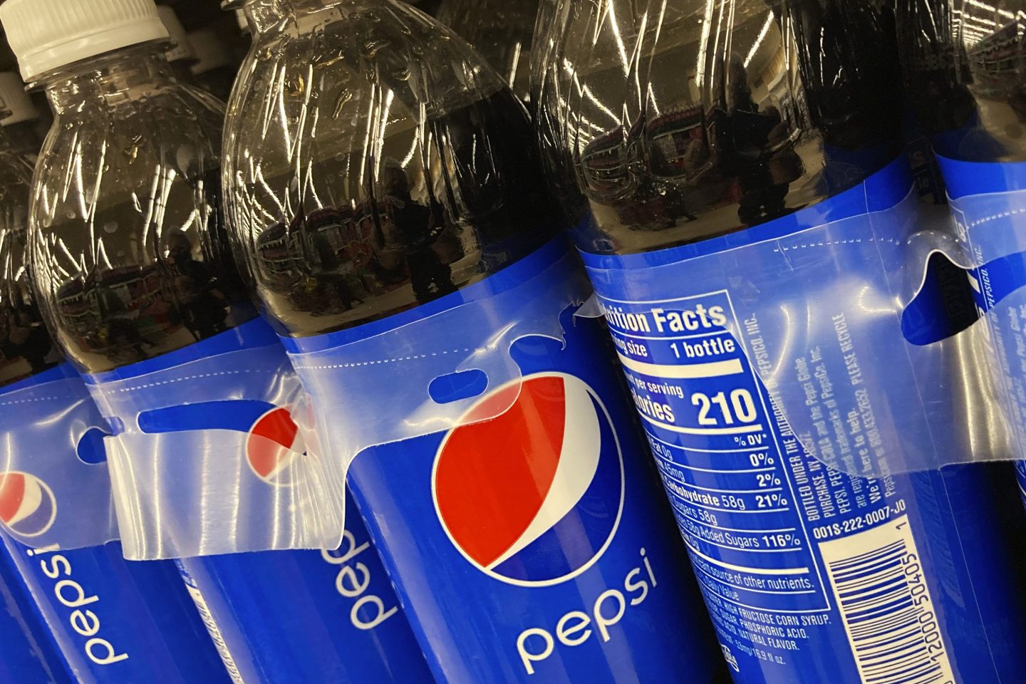 Plastic Pepsi bottles in a bundle