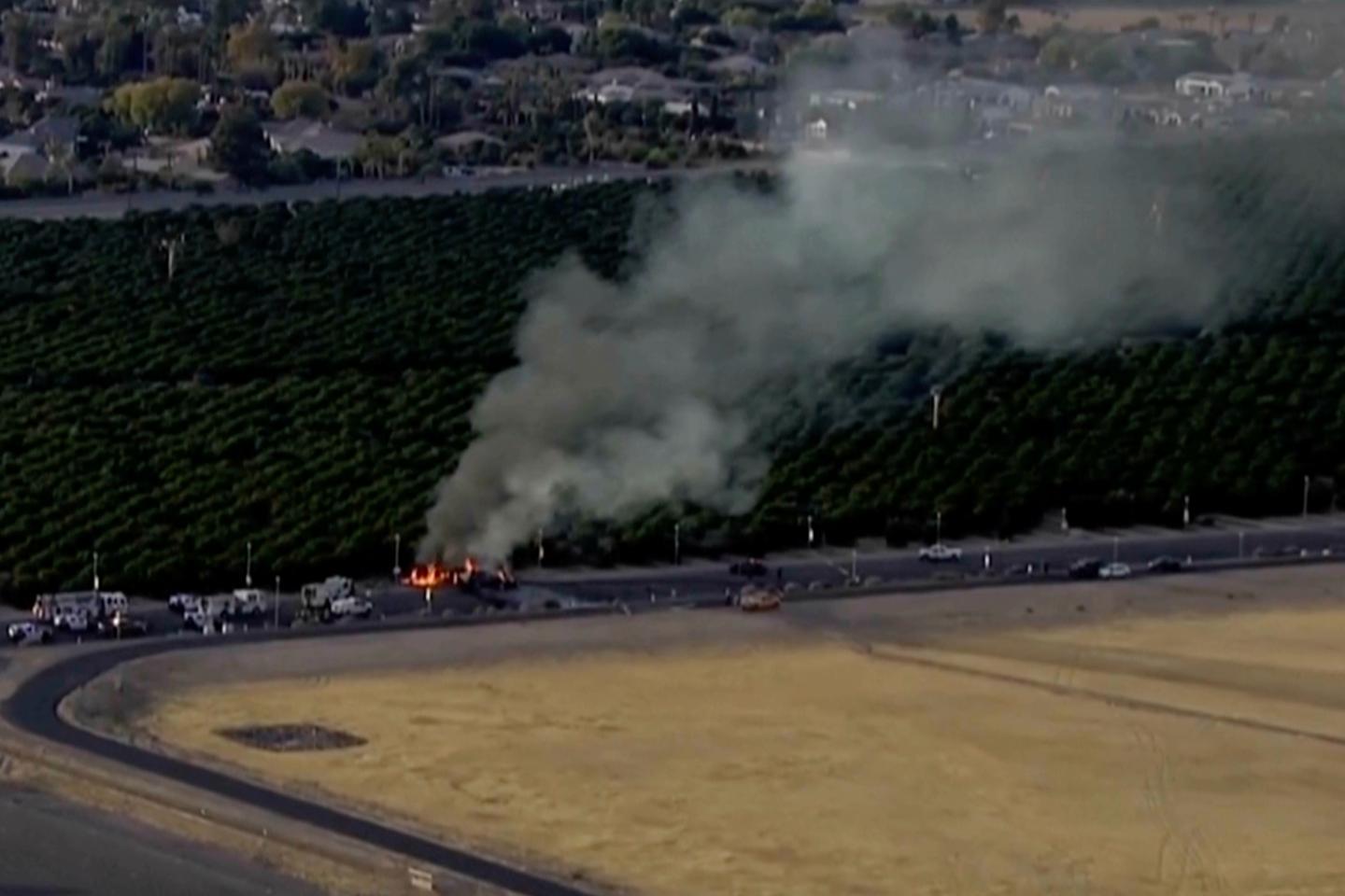 Footage shows smoke from a plane crash.