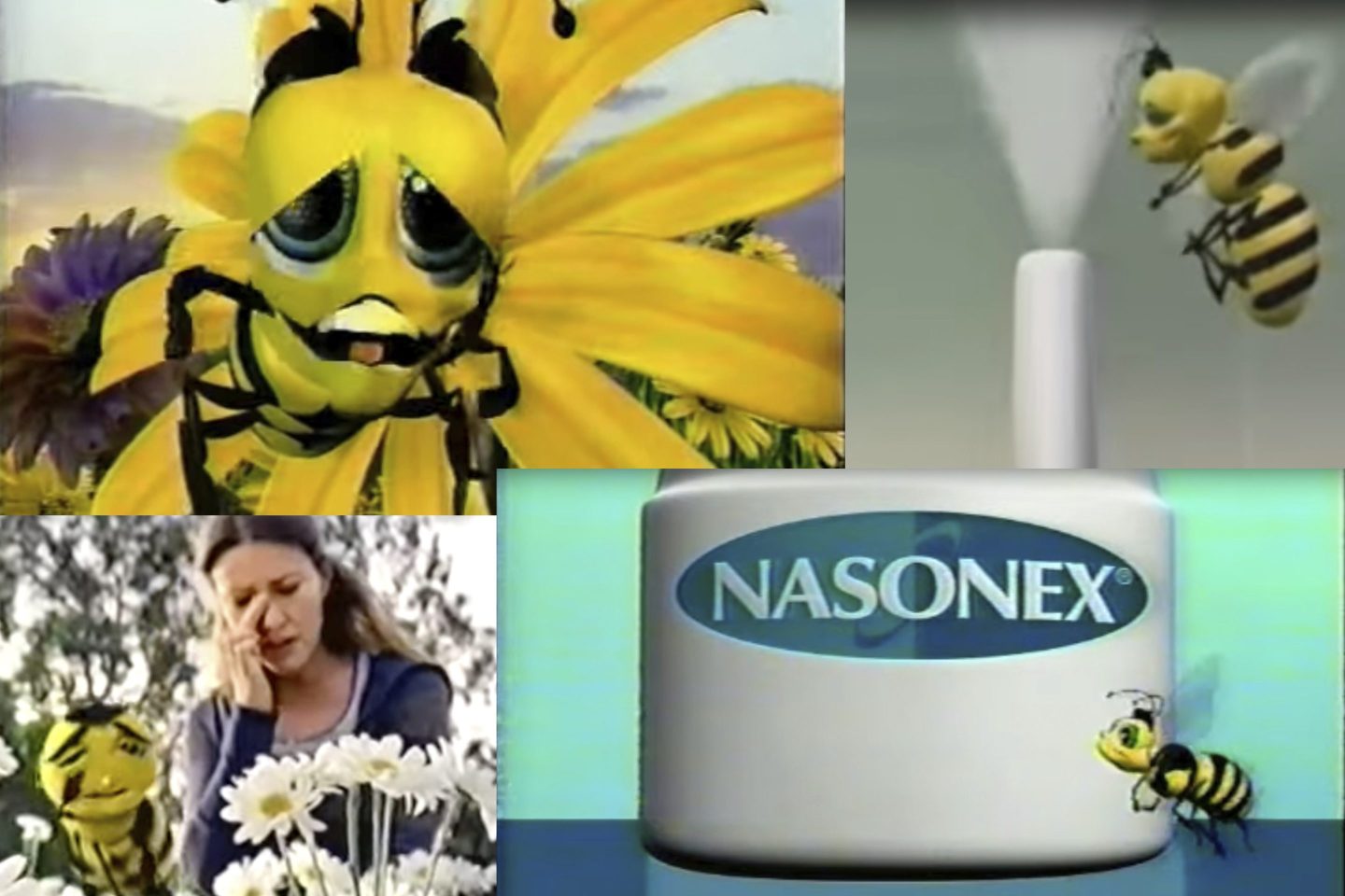 Scenes from Nasonex television commercials broadcast in the U.S. in the 2000s.