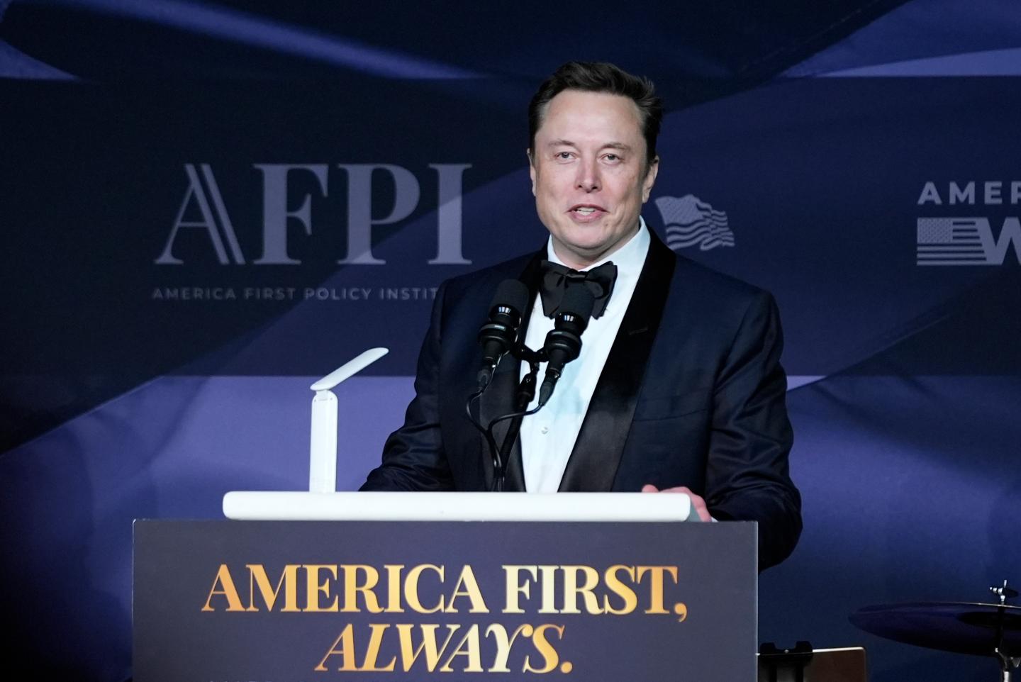 Elon Musk at podium