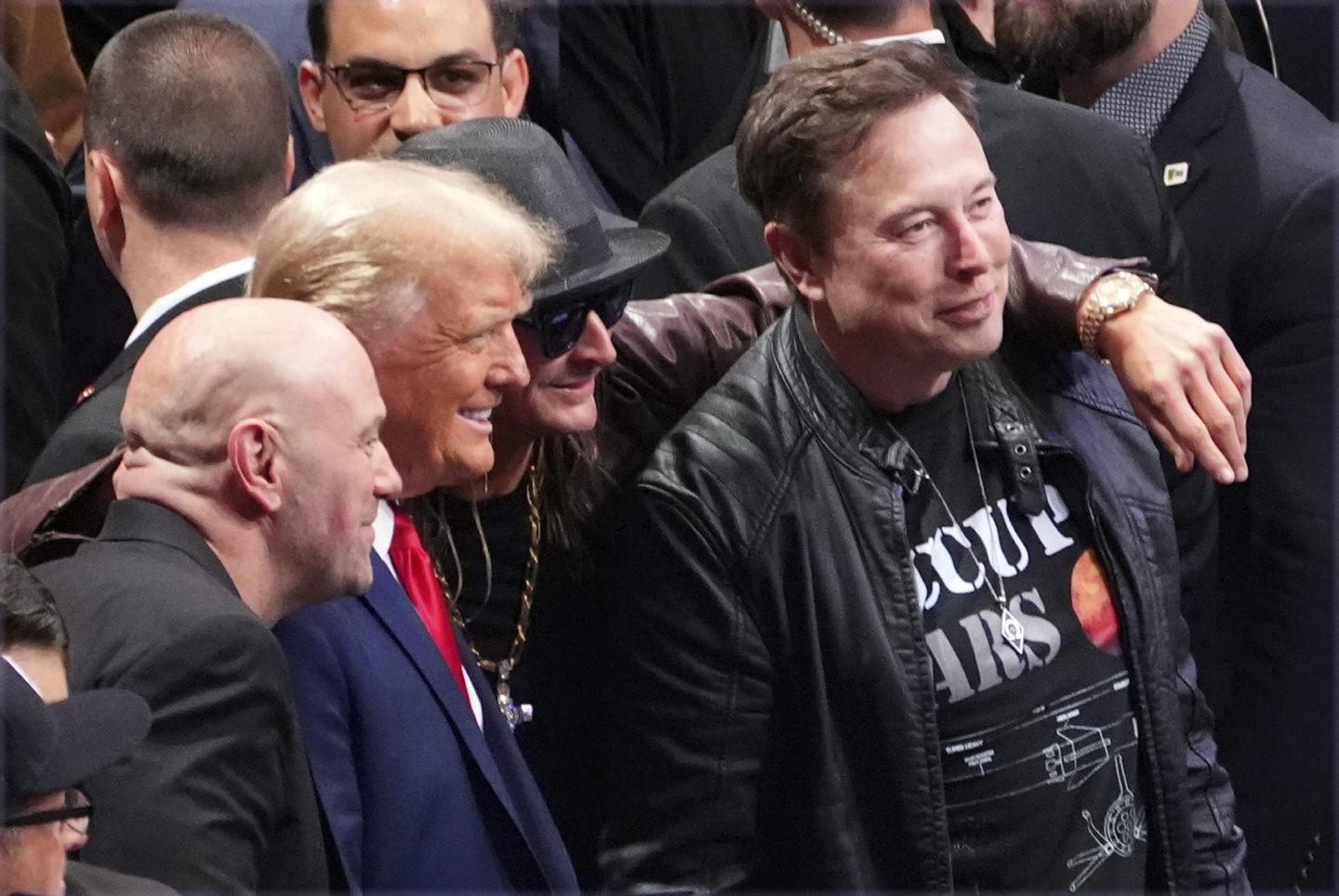 Elon Musk, Dana White, Kid Rock and Donald Trump.