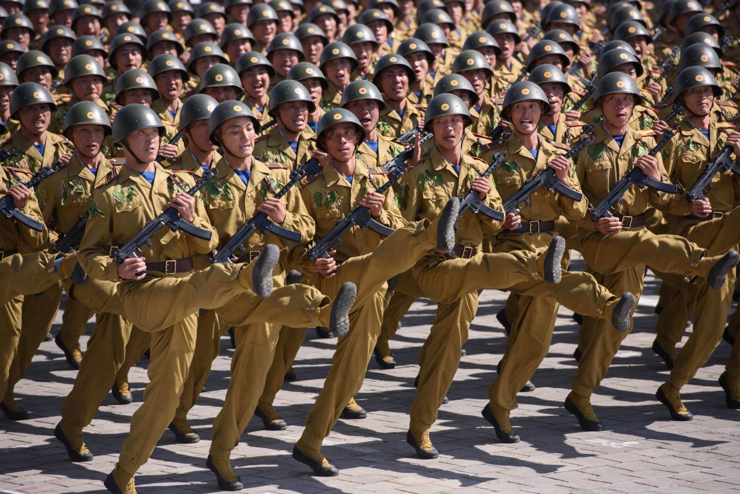 North Korean soldiers marching