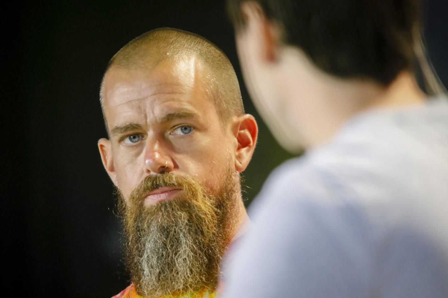 A bearded Jack Dorsey at a conference in 2021.