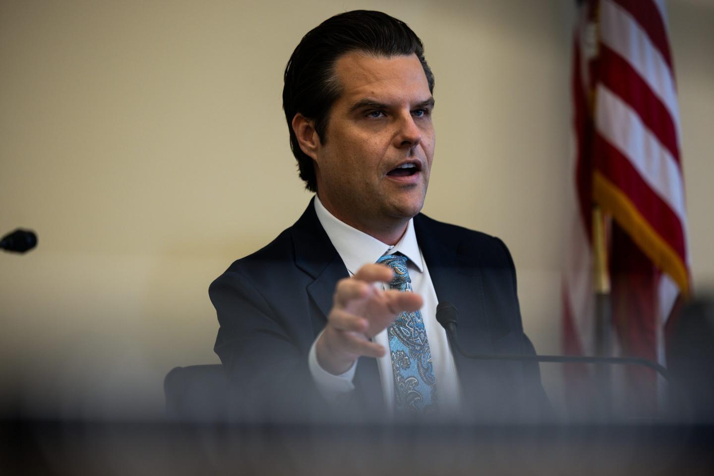 Rep. Matt Gaetz (R-FL) speaks during the House Judiciary Subcommittee on Crime and Federal Government Surveillance hearing on Oversight of the Federal Bureau of Prisons on Capitol Hill on July 23, 2024 in Washington, DC.
