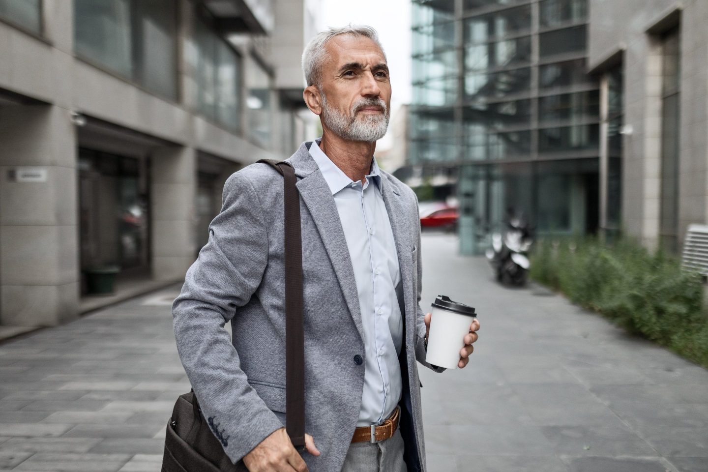 Mature businessman on a coffee break