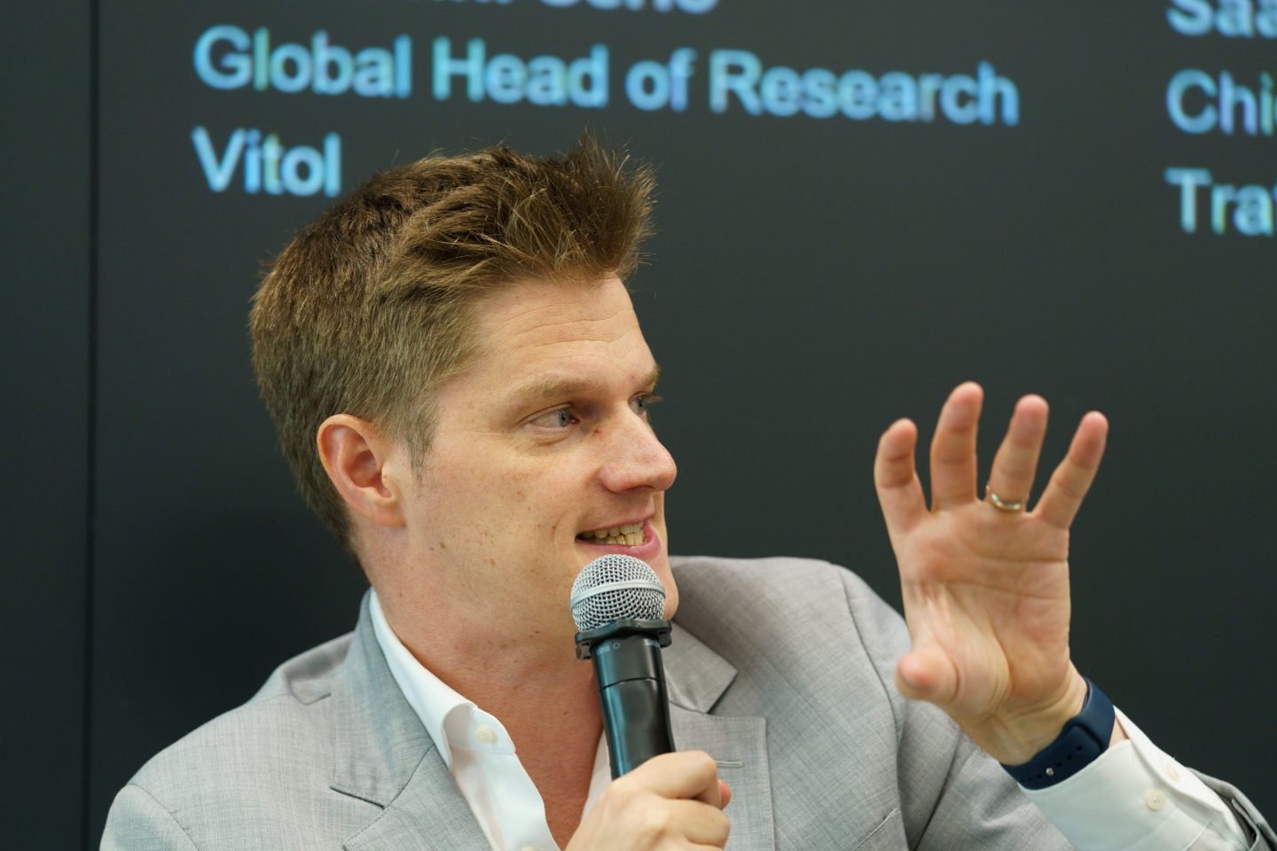 Daan Struyven, managing director and head of oil research at Goldman Sachs Group, during a Bloomberg forum on oil markets in Singapore, on Sept. 10, 2024.