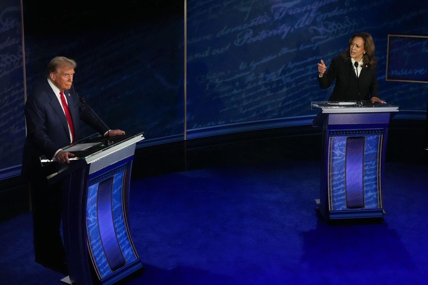 Donald Trump and Kamala Harris debating