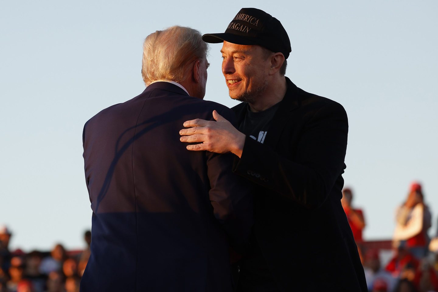 Elon Musk embraces Donald Trump