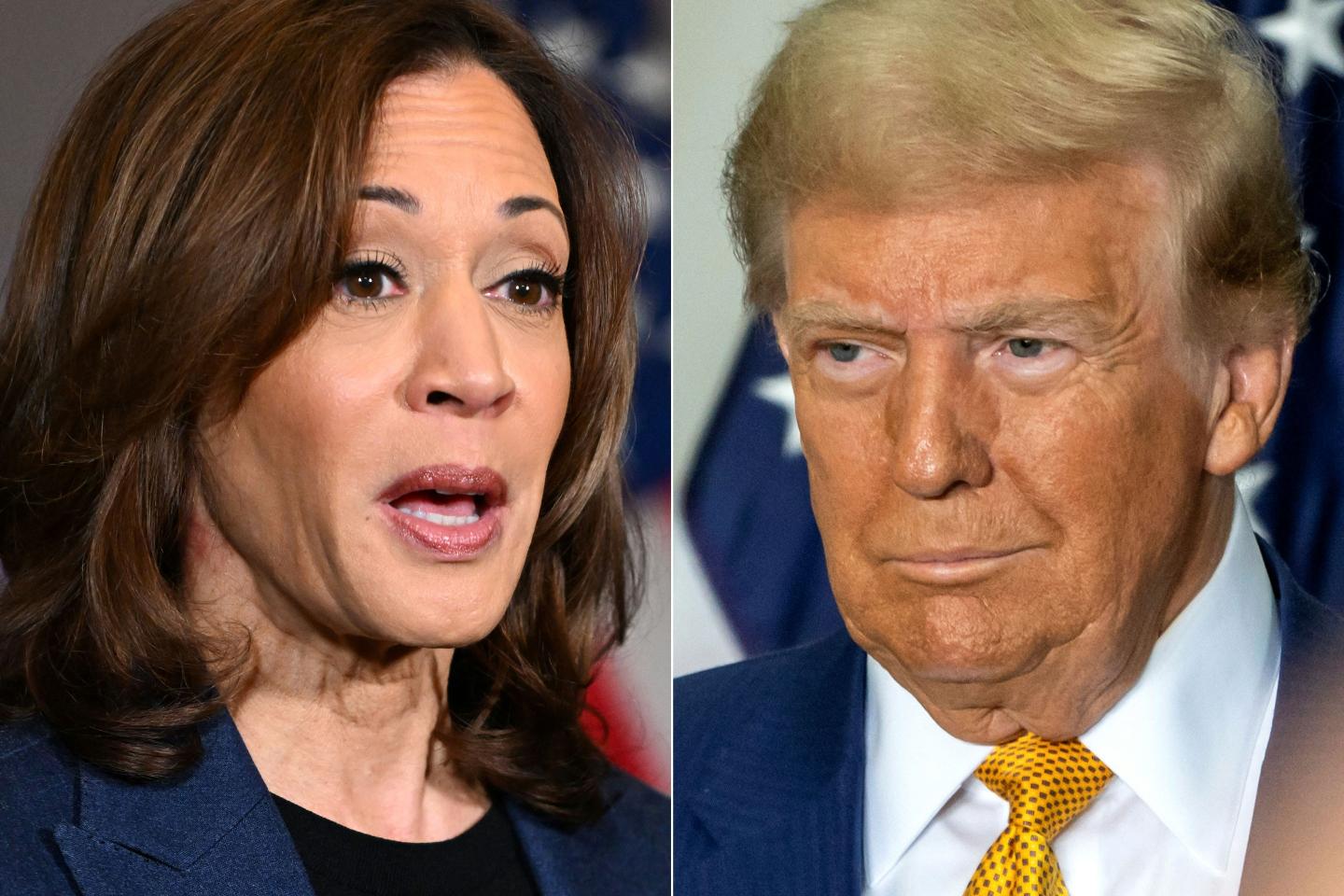 harris and trump side by side