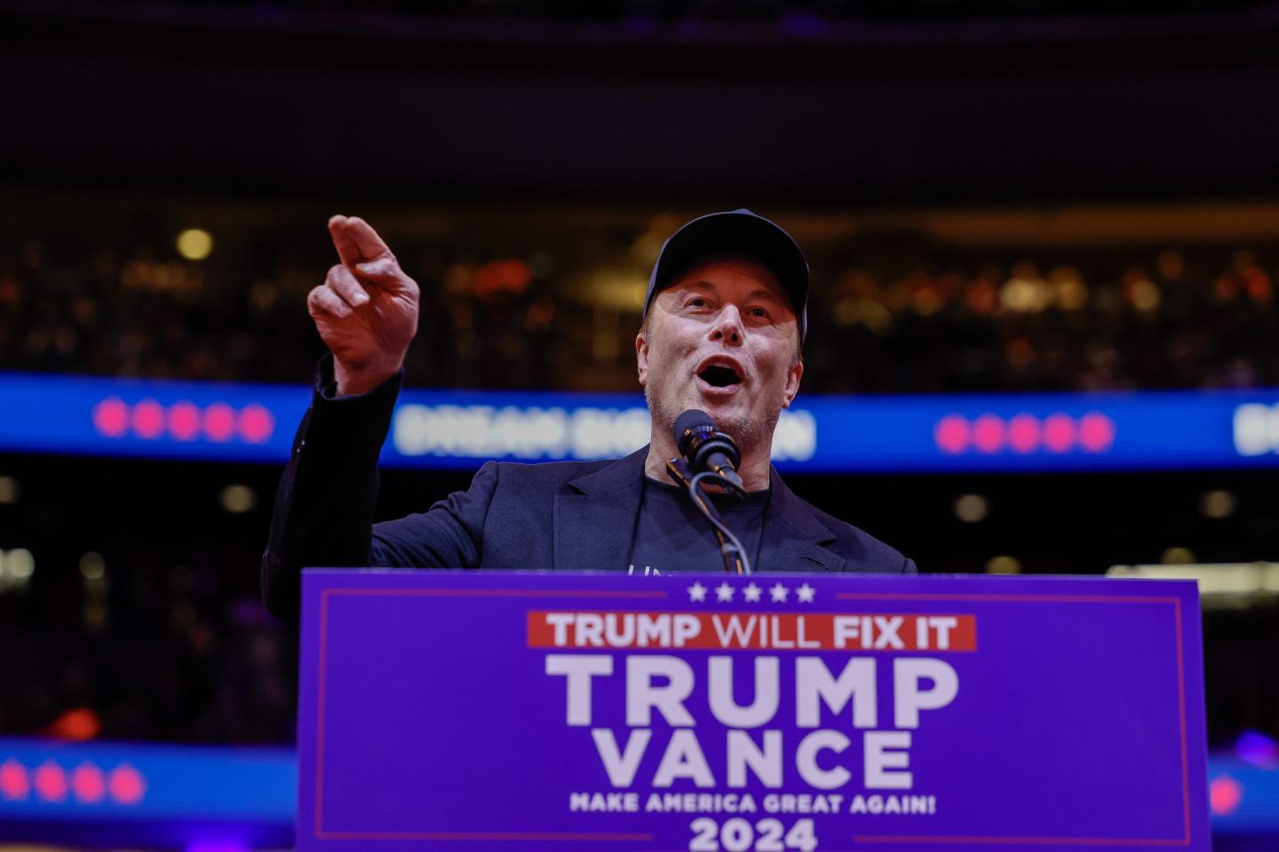 Tech billionaire Elon Musk at Trump's campaign rally at Madison Square Garden in the run-up to the 2024 election.