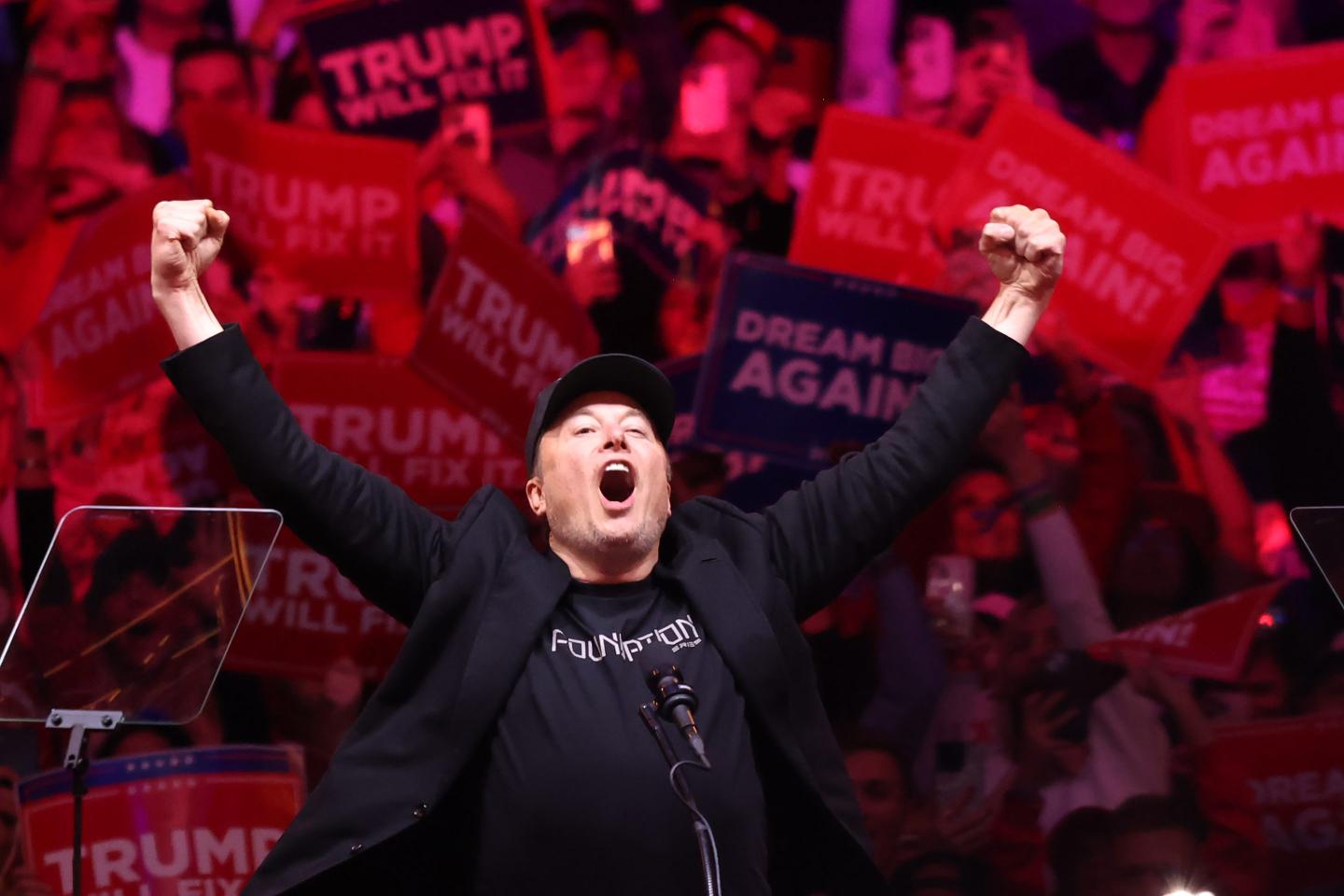 Elon Musk attends a Donald Trump Campaign Rally At Madison Square Garden In NYC