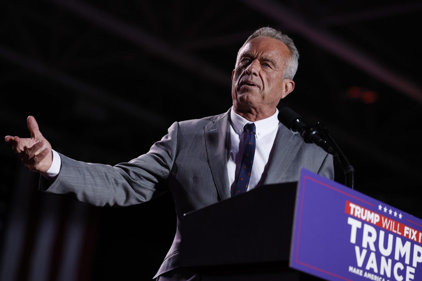 RFK Jr. at a Trump/Vance podium