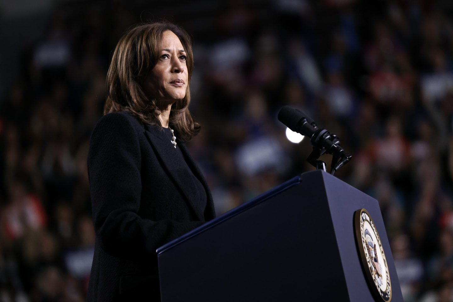 Kamala Harris at a podium