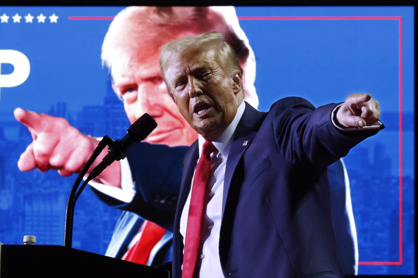 donald trump speaking on stage