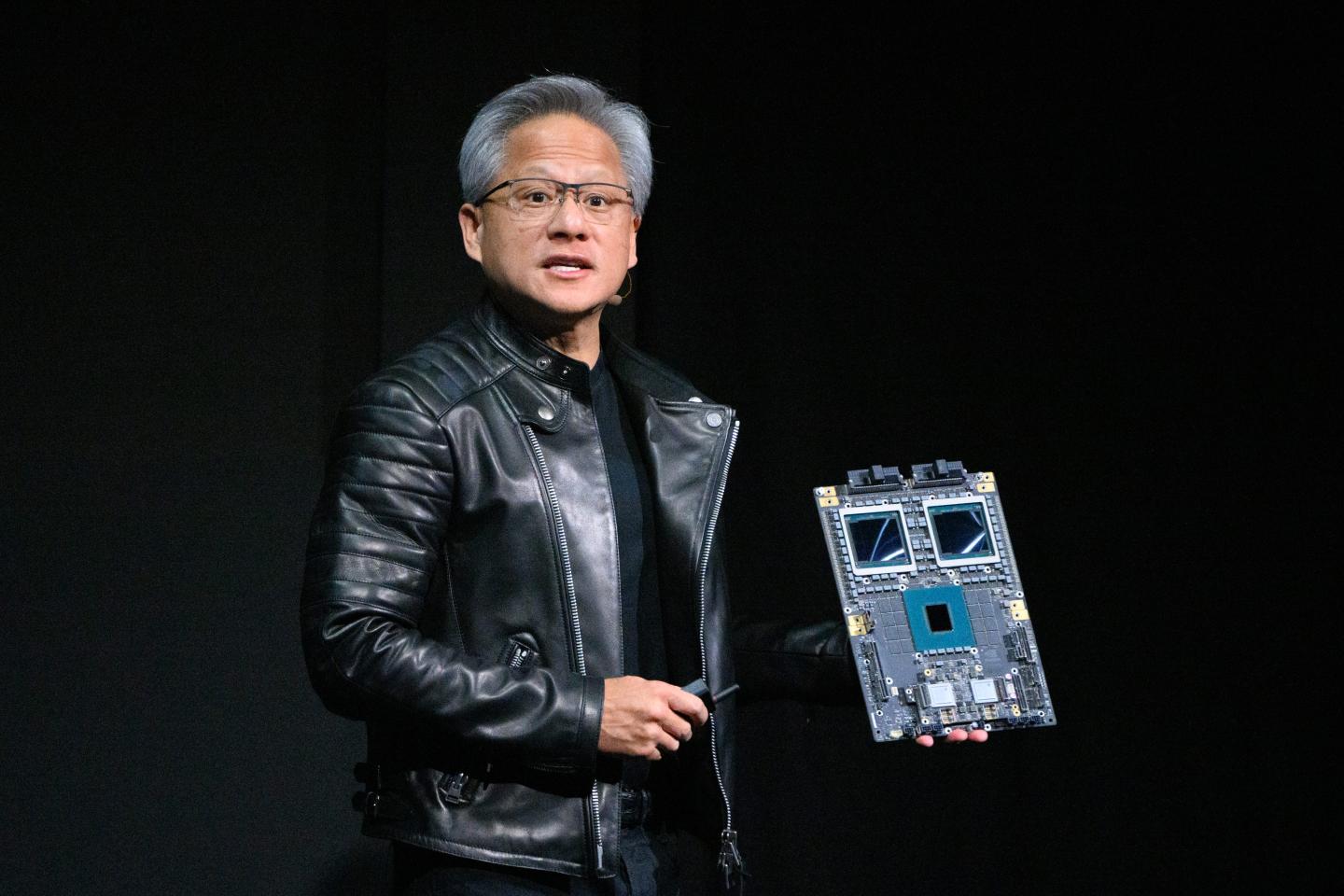 Jensen Huang, co-founder and chief executive officer of Nvidia Corp., speaks during the Nvidia AI Summit Japan in Tokyo, Japan, on Wednesday, Nov. 13, 2024