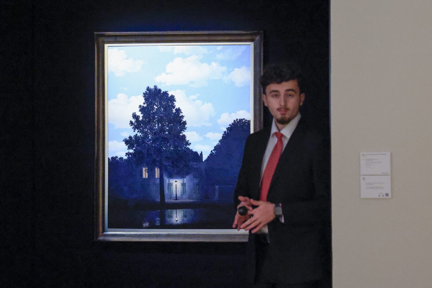 Rene Magritte's "L'empire des lumières" is on display during a press preview for Christie's Fall 20/21 Marquee Week in New York, Nov. 8, 2024.