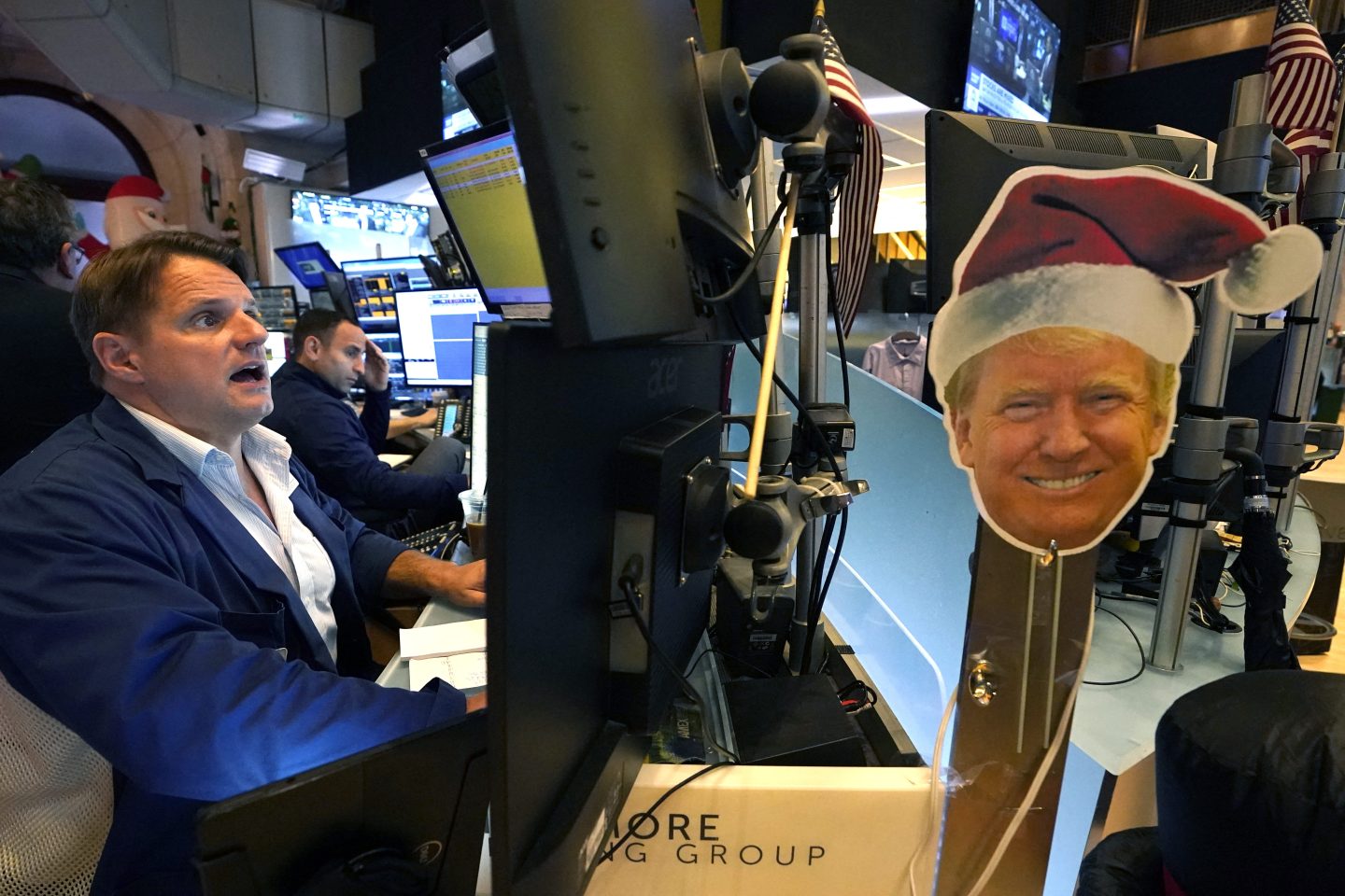 An image of President-elect Donald Trump is displayed on the floor of the New York Stock Exchange (NYSE) on Nov. 26.