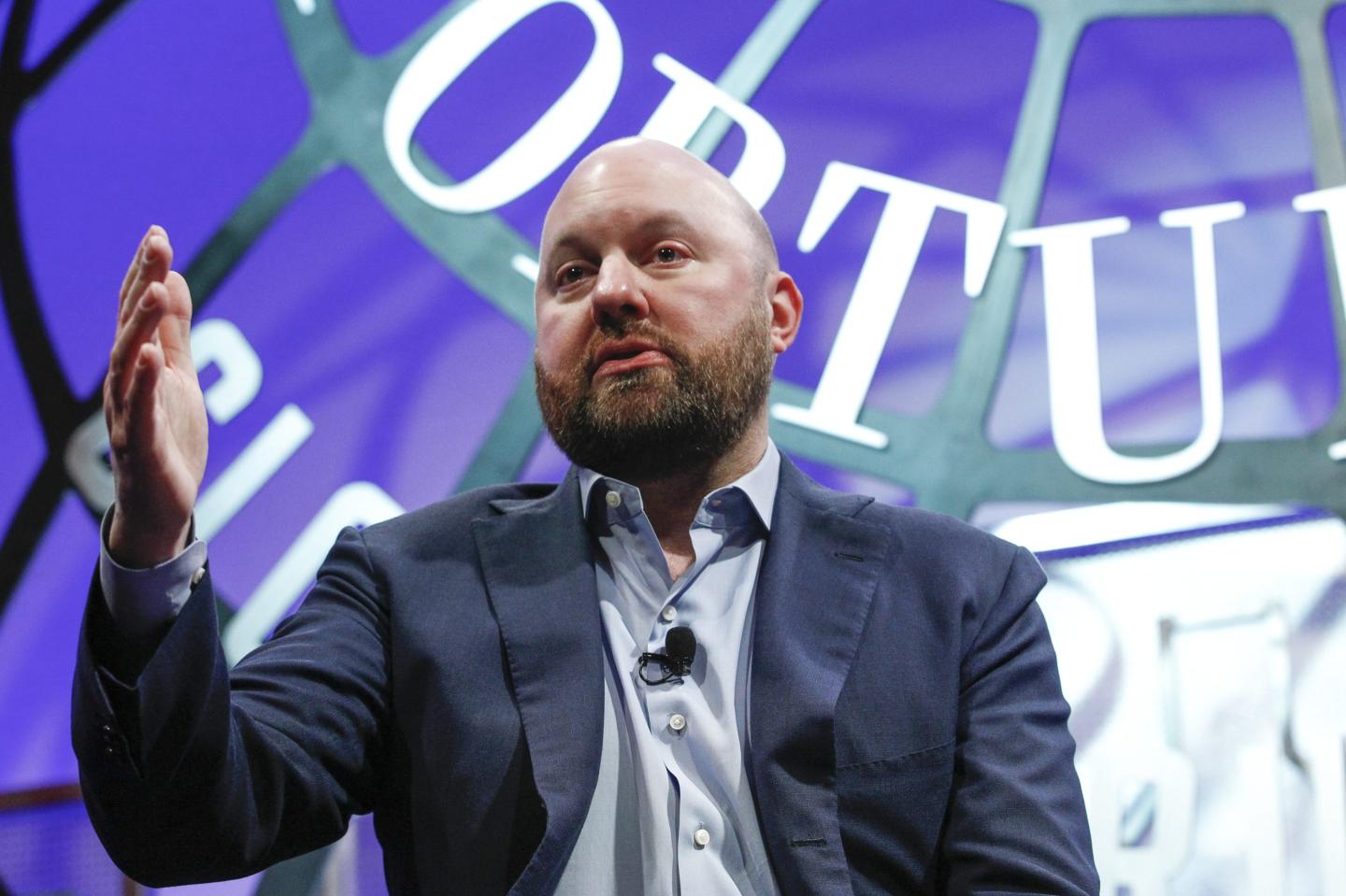 Marc Andreessen on a panel at the Fortune Global Forum.
