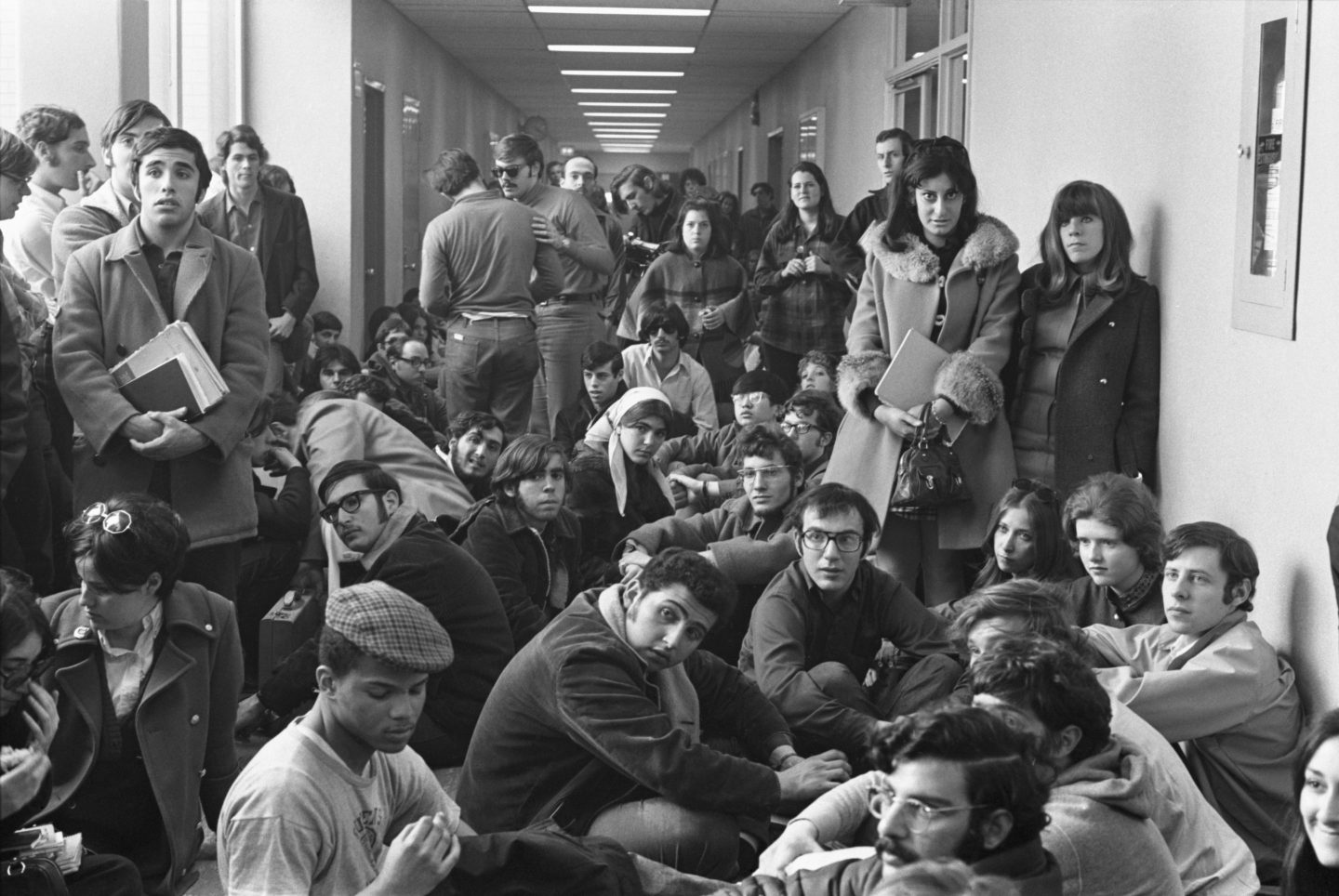 Students gathered in a protest at Queens College.