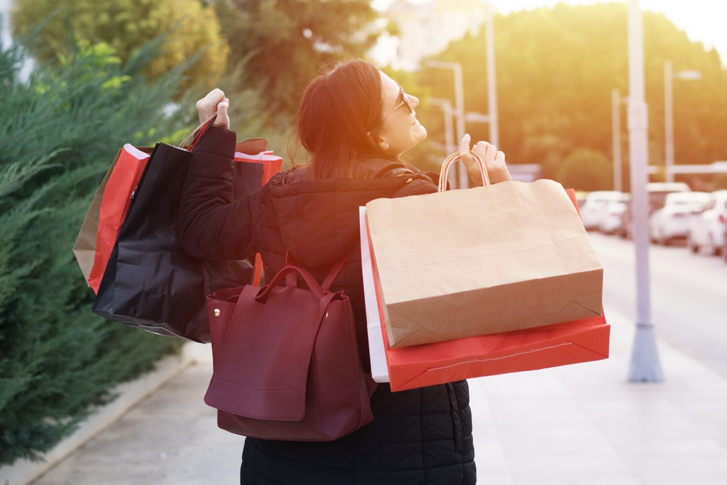 Woman with bags after shopping