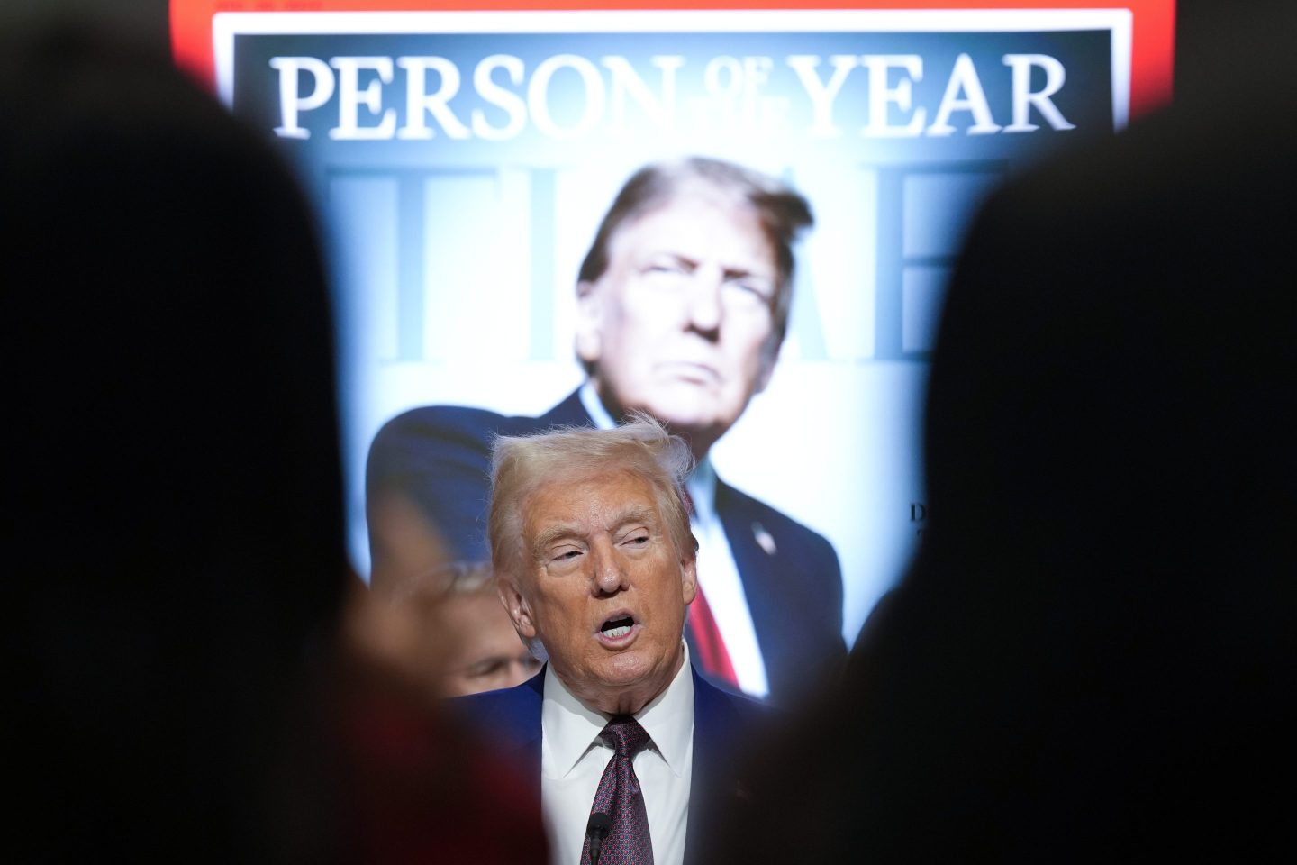 President-elect Donald Trump speaks during a Time magazine Person of the Year event at the New York Stock Exchange, on Dec. 12, 2024, in New York.