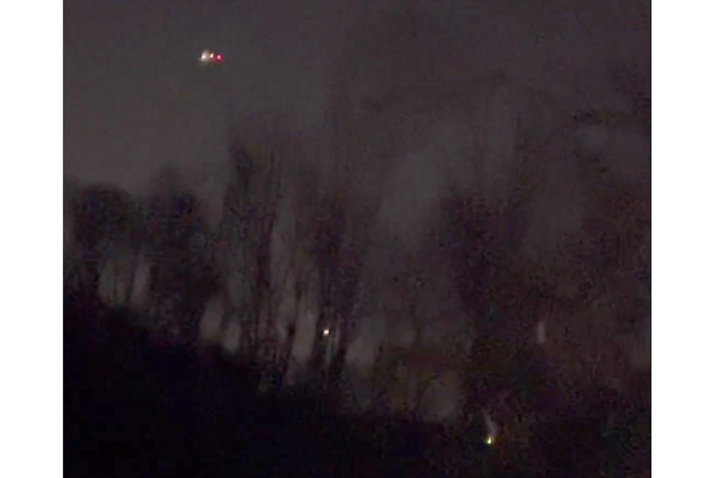 In this image taken from video provided by MartyA45_, several drones appear to be flying over Randolph, N.J., on Wednesday, Dec. 4, 2024.