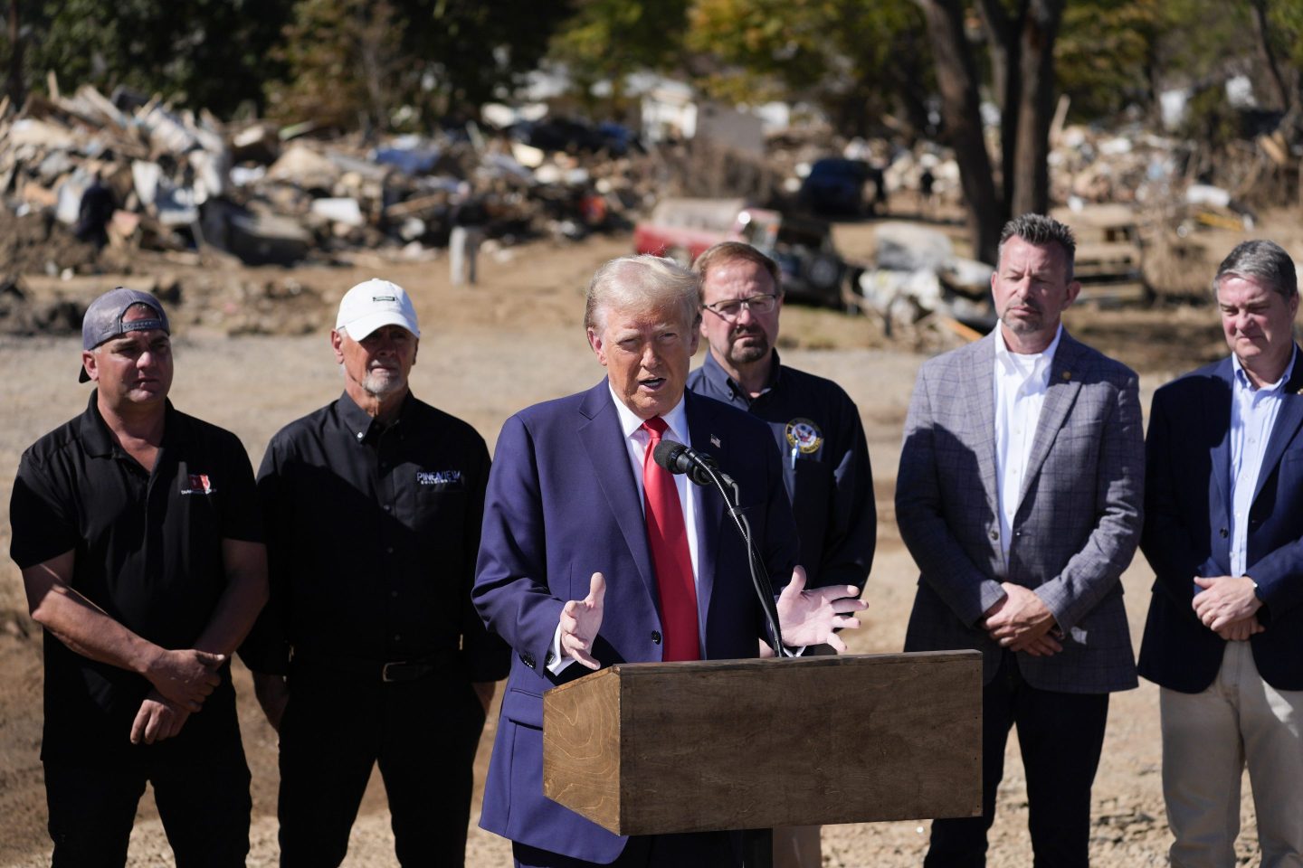 Trump delivers remarks in North Carolina after the Hurricane Helene disaster
