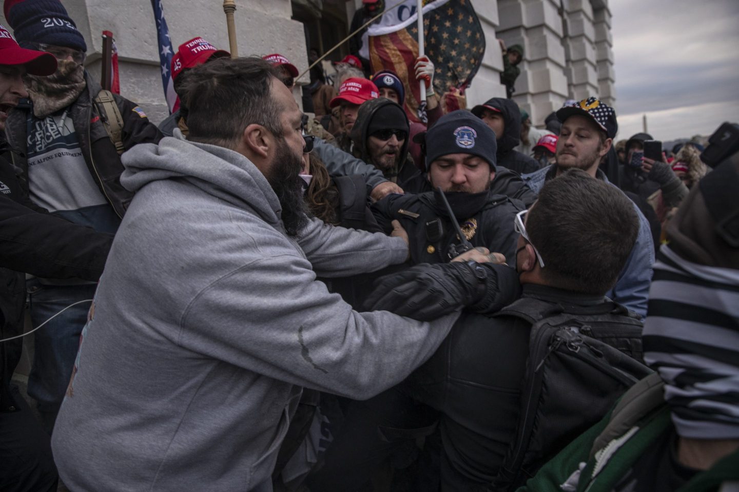 Pro-Trump demonstrators clash with police at the U.S. Capitol on Jan. 6, 2021.