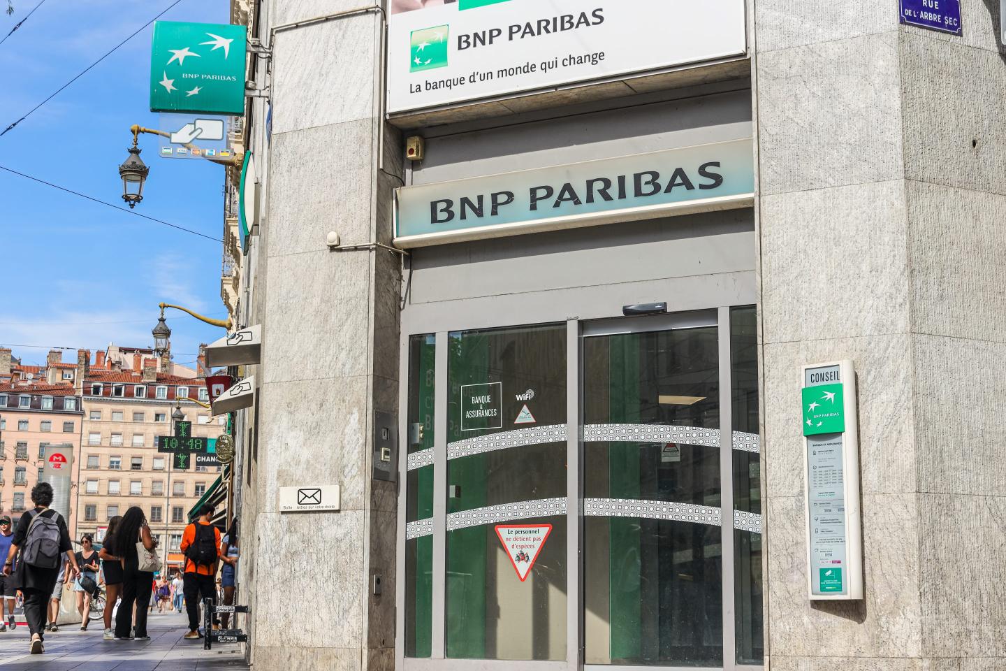 The branch of BNP Paribas group in Lyon, France.BNP Paribas is the second largest banking group in Europe, and ninth largest Banking group in the world.