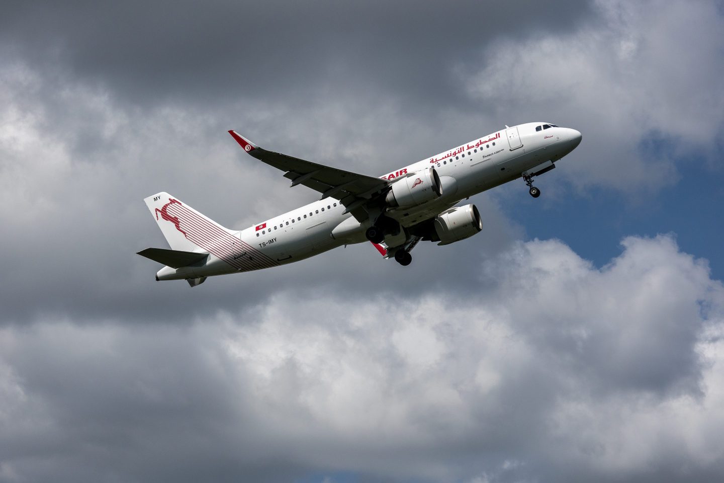 A Tunisair plane takes off.