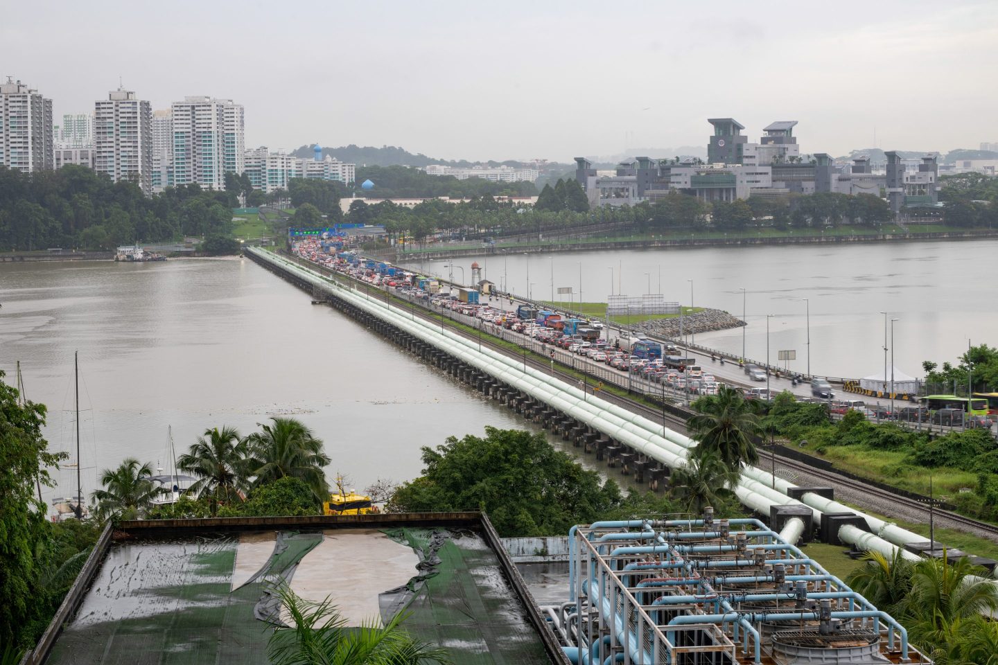 Traffic on the Johor-Singapore Causeway from Johor Bahru on Jan. 4, 2024. The crossing is one of the world's busiest.