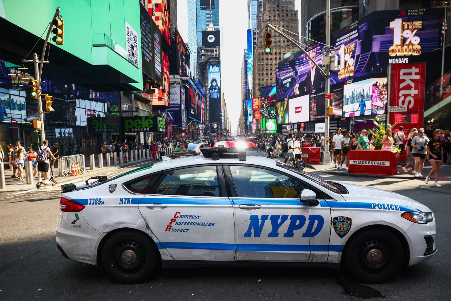 NYPD car at Times Square, Manhattan in New York City,