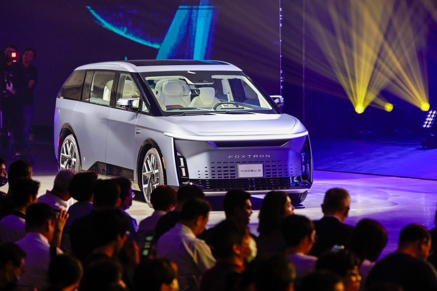 Foxconn electric vehicle Model D is on display during the Hon Hai (Foxconn) Tech Day 2024, in Taipei, Taiwan, on Oct. 9, 2024.