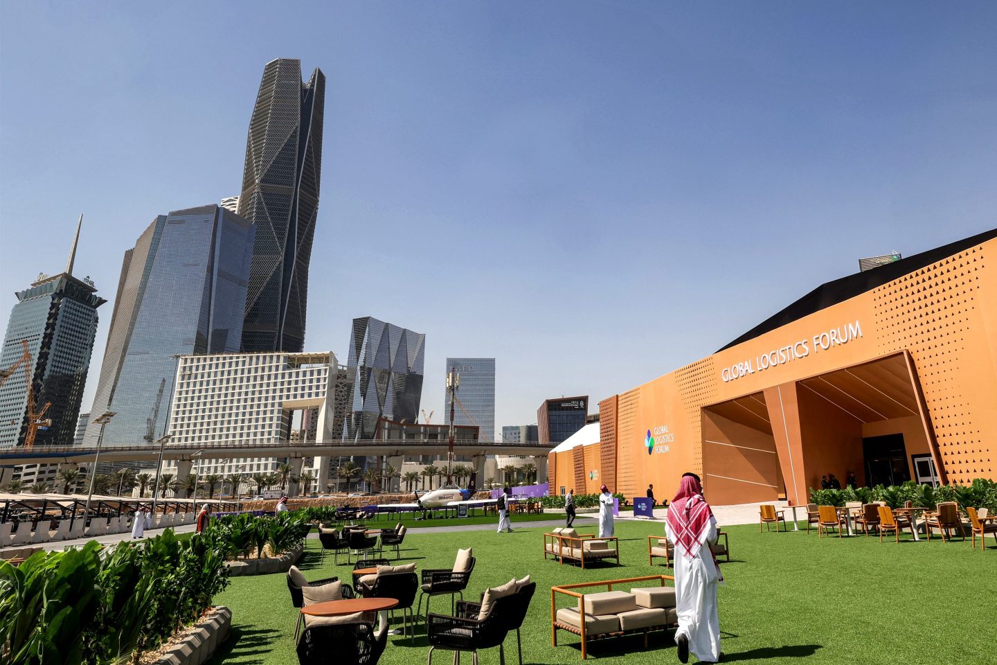 High-rise buildings in the King Abdullah Finance City are pictured near the Global Logistics Forum in Riyadh on Oct. 14, 2024.