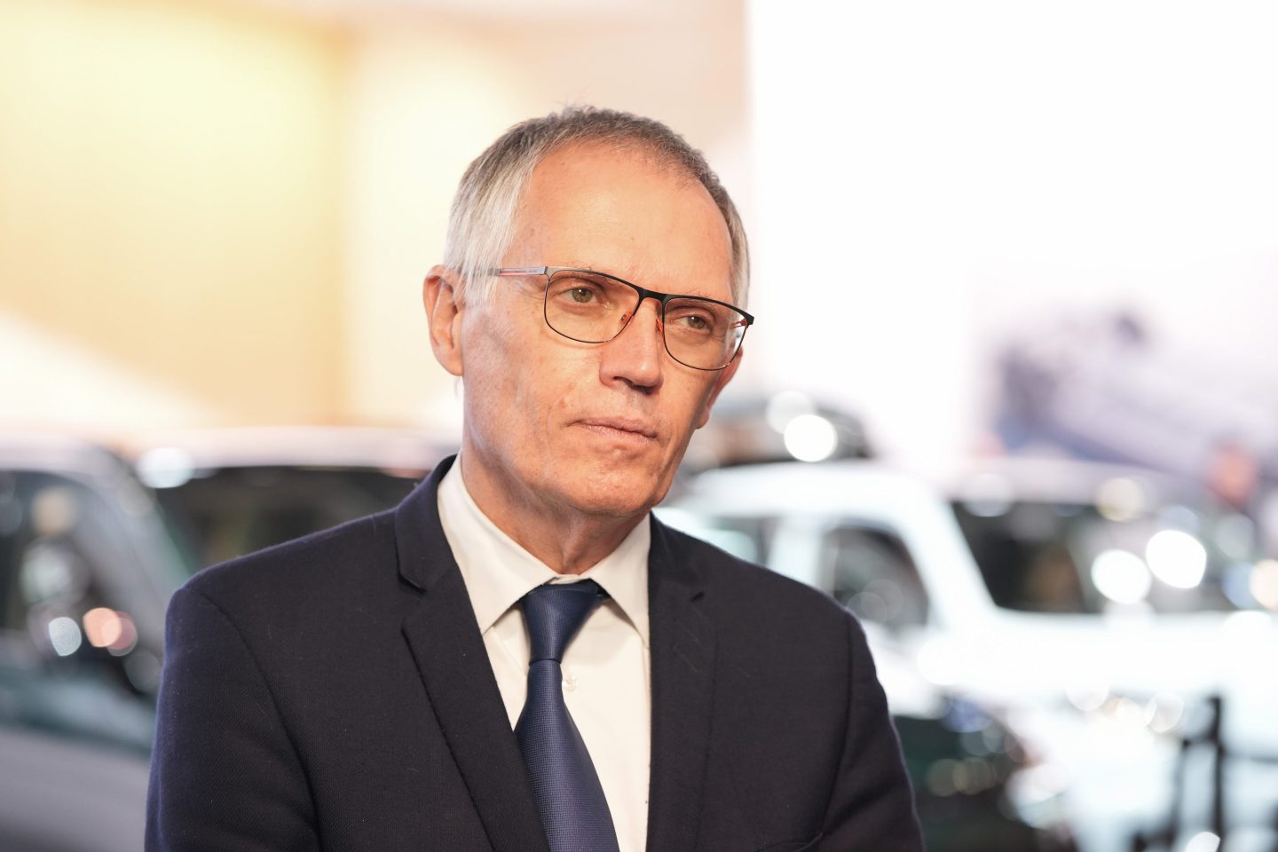 Carlos Tavares, chief executive officer of Stellantis NV, during a Bloomberg Television interview at the Paris Motor Show in Paris, France, on Monday, Oct. 14, 2024.