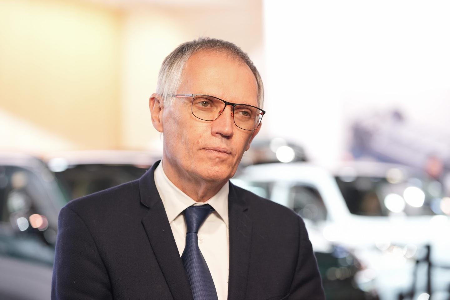 Carlos Tavares, chief executive officer of Stellantis NV, during a Bloomberg Television interview at the Paris Motor Show in Paris, France, on Monday, Oct. 14, 2024.