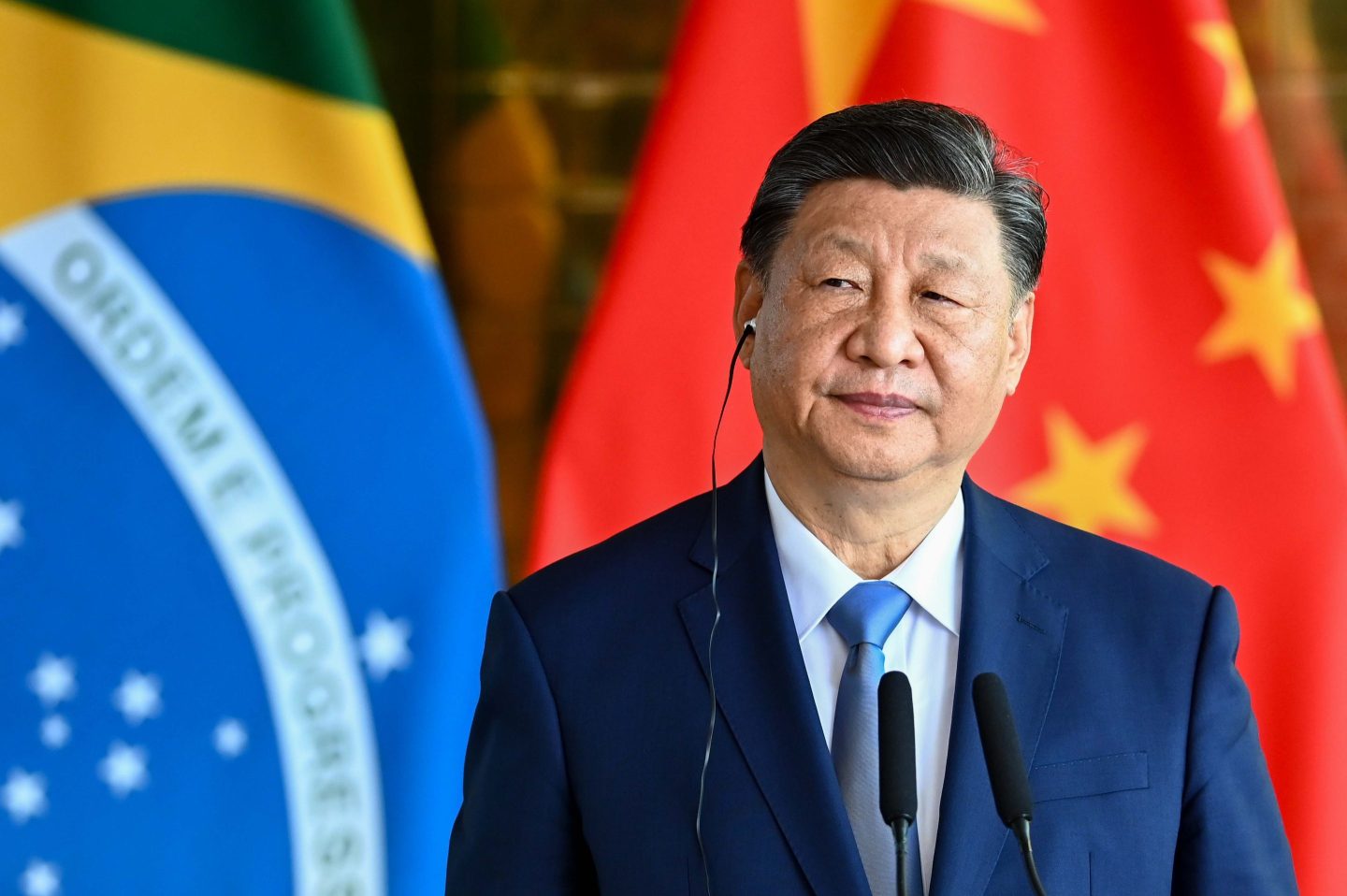 Xi Jinping, China's president, during a news conference with Luiz Inacio Lula da Silva, Brazil's president, not pictured, at the Alvorada Palace in Brasilia, Brazil, on Nov. 20, 2024.