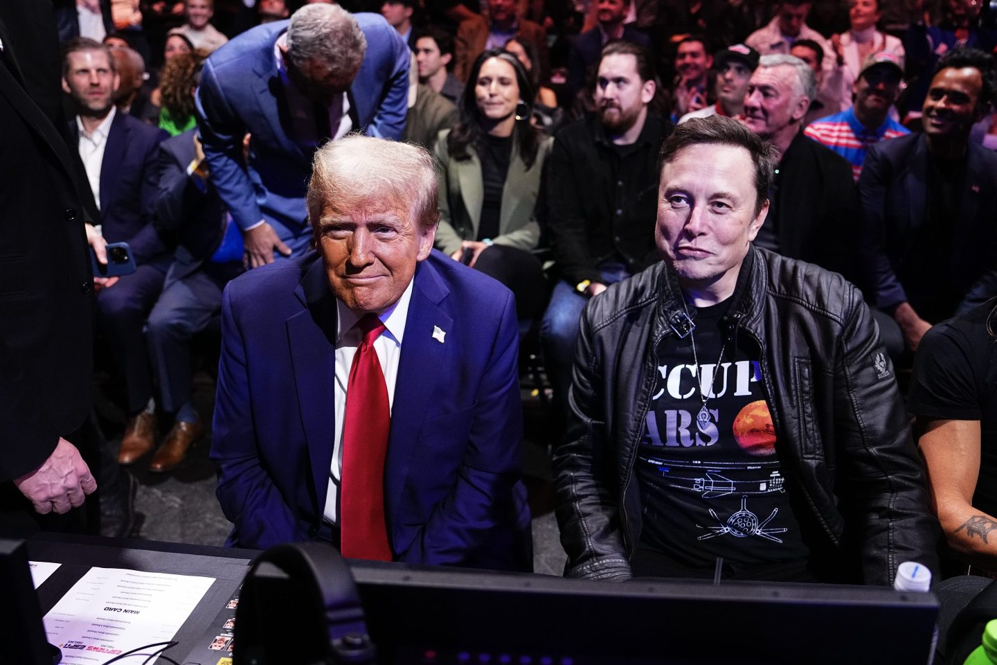Donald Trump and Elon Musk during the UFC 309 event at Madison Square Garden on Nov. 16 in New York City.