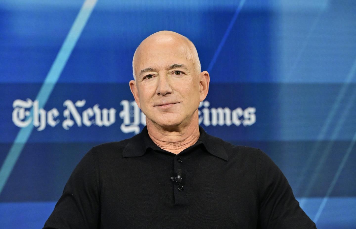 Jeff Bezos speaks onstage during The New York Times Dealbook Summit 2024 at Jazz at Lincoln Center on December 04, 2024 in New York City