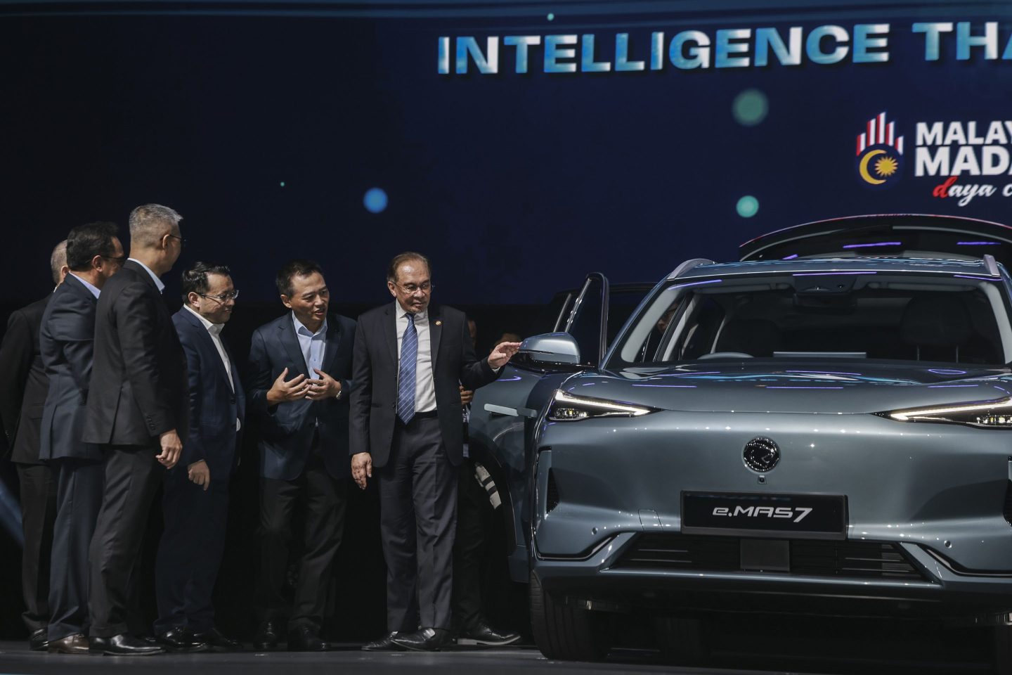 Prime Minister Anwar Ibrahim at Malaysian automaker Proton’s launch event for its first-ever EV on Dec. 16, 2024, at the Malaysia International Trade and Exhibition Centre in Kuala Lumpur.