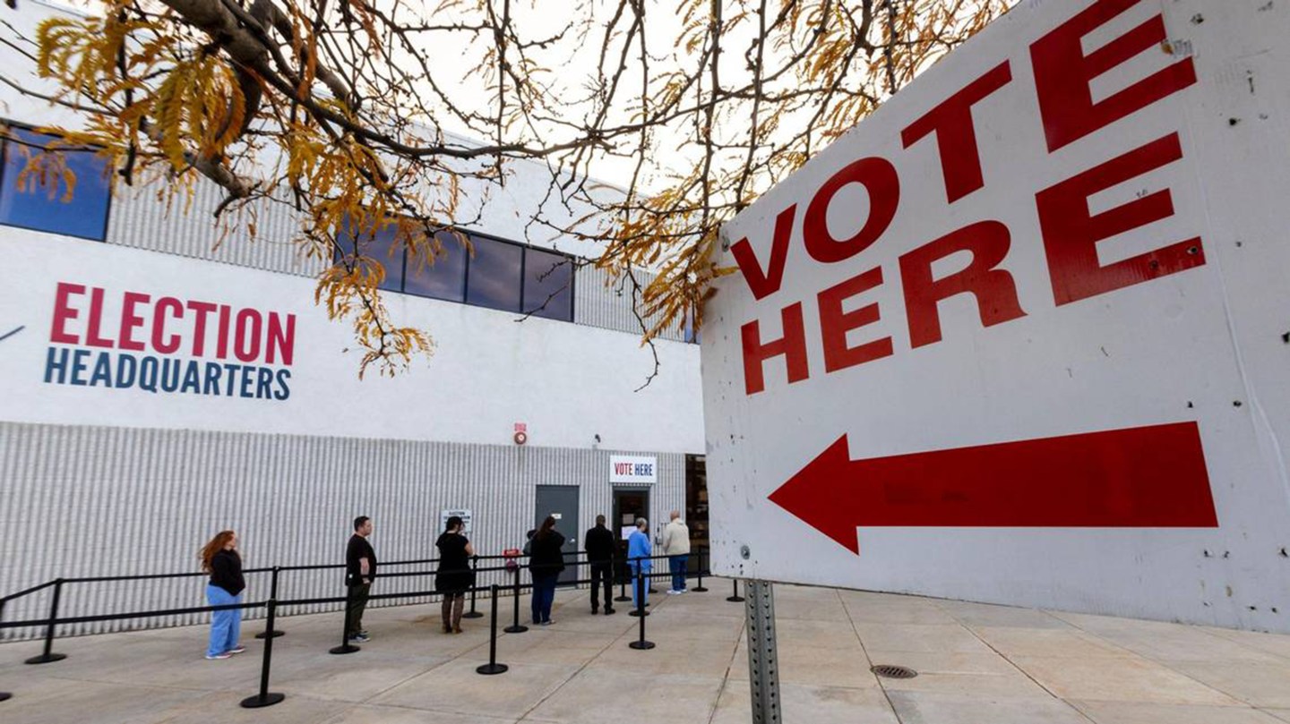 A photo of voters lining up to cast their ballots at the Ada County election headquarters in Boise, Idaho, for the Nov. 5, 2024, general election. (Darin Oswald/Idaho Statesman/Tribune News Service via Getty Images)