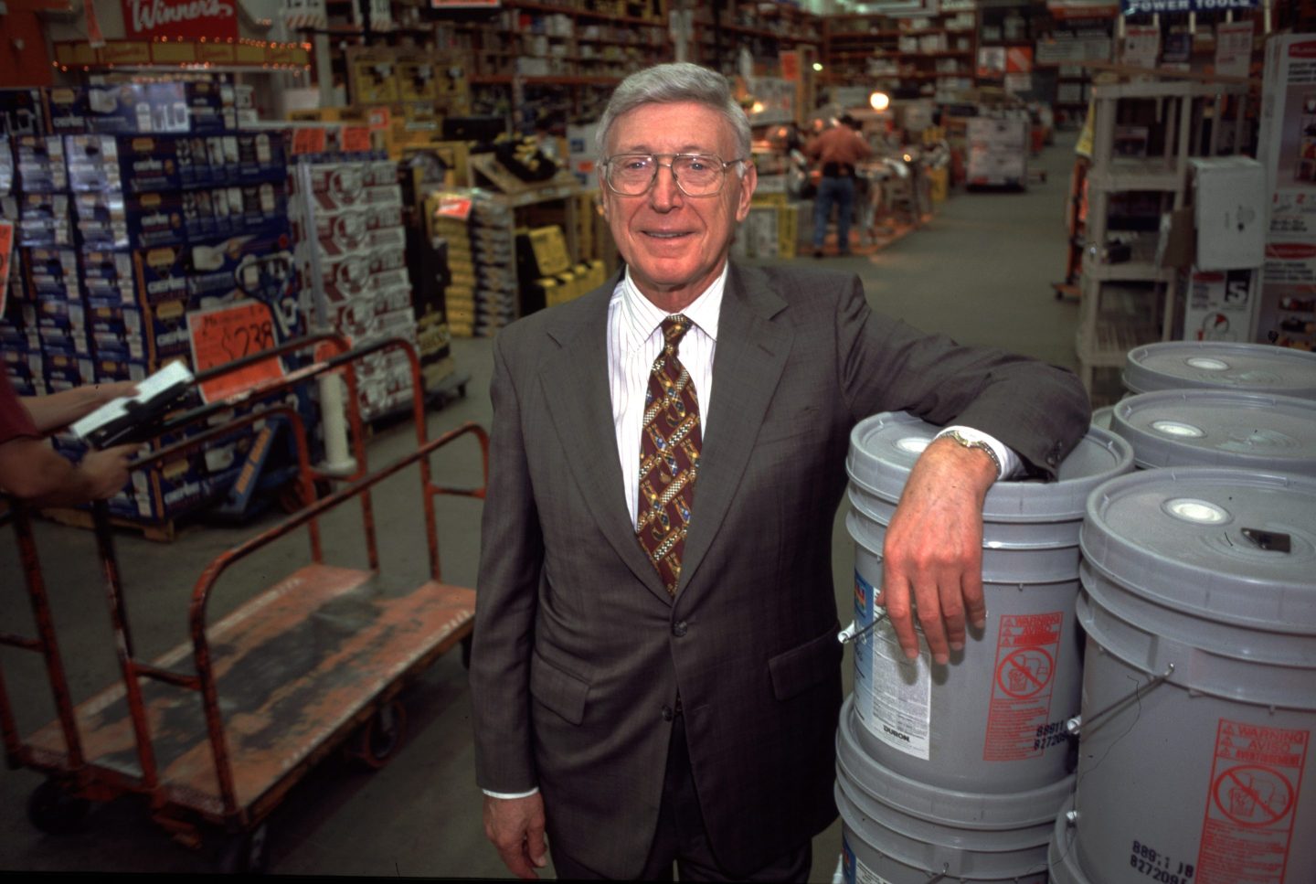 Home Depot's founder Bernie Marcus poses in one of the company's retail stores