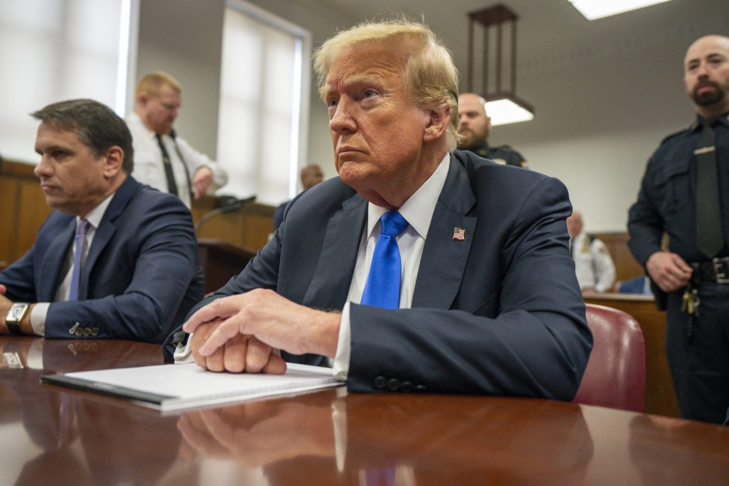 Donald Trump in Manhattan criminal court during jury deliberations in his criminal hush money trial on May 30, 2024.
