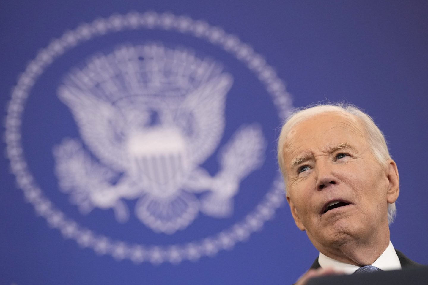 President Joe Biden speaks about foreign policy during a speech at the State Department in Washington, on Jan. 13, 2025.