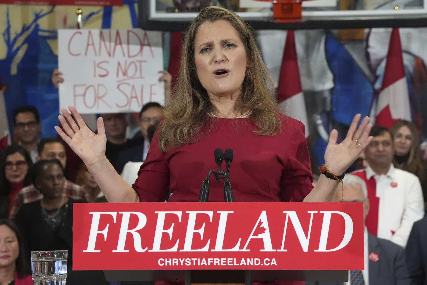 Canada's former Finance Minister Chrystia Freeland speaks at a press conference in Toronto on Jan. 19, 2025.