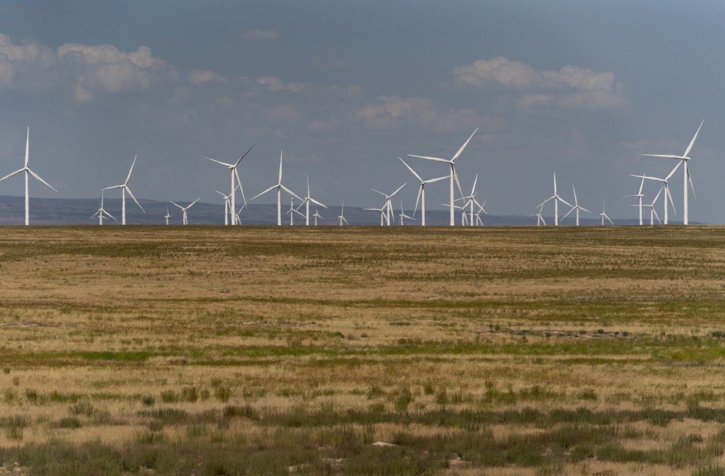 Wind turbines are seen from Interstate-84, on July 9, 2023, near Hammett, Idaho.