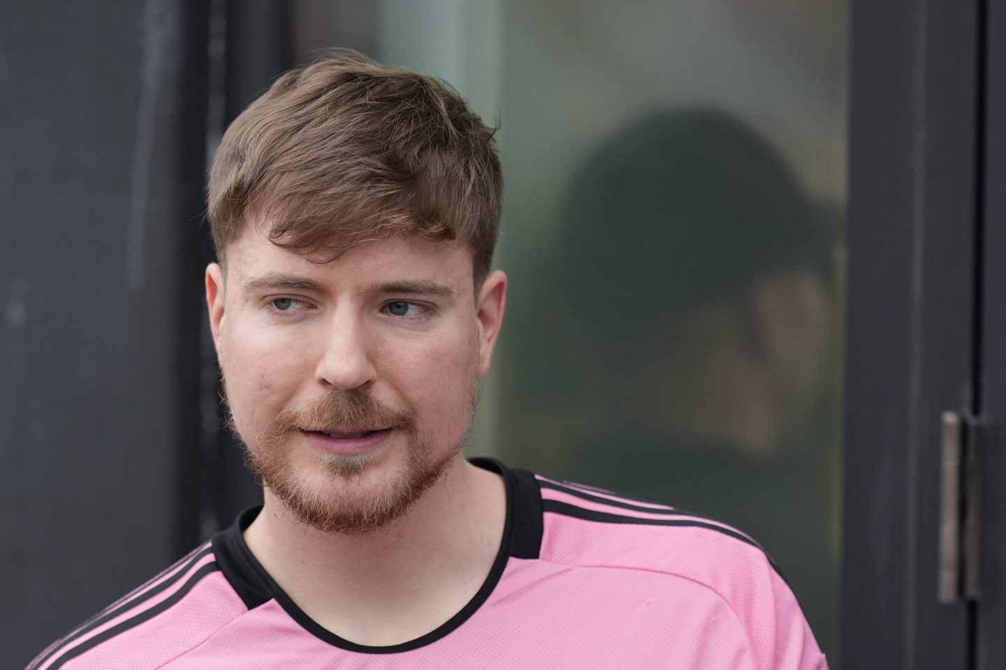 Jimmy "MrBeast" Donaldson looks sus wearing a pink shirt